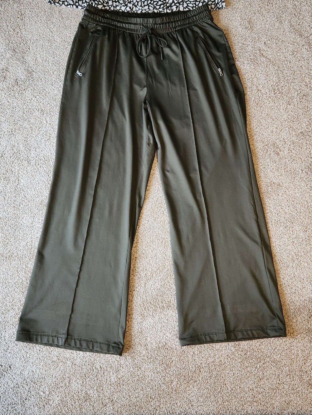 Olive Wide-Leg Drawstring Pants